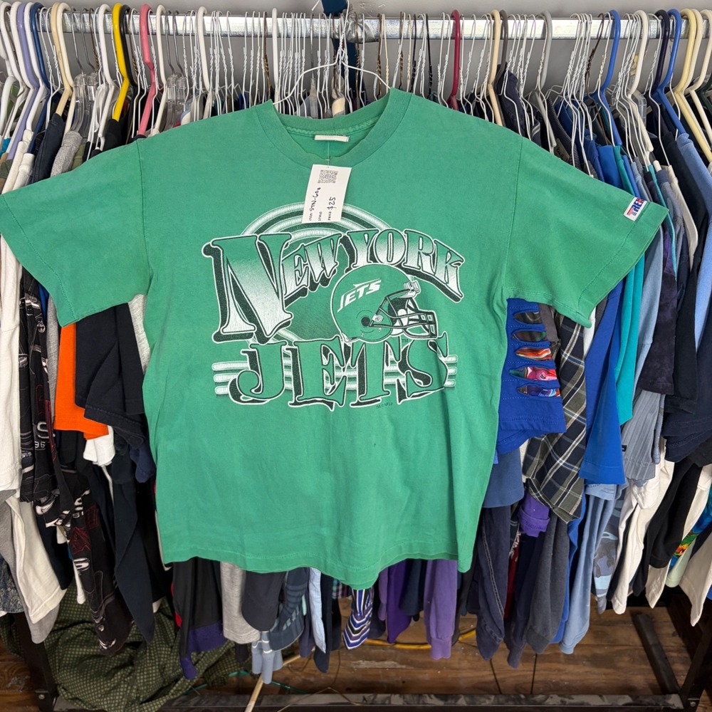 Vintage New York Jets T Shirt Spectator Sportswear Green Single Stitch Mens M